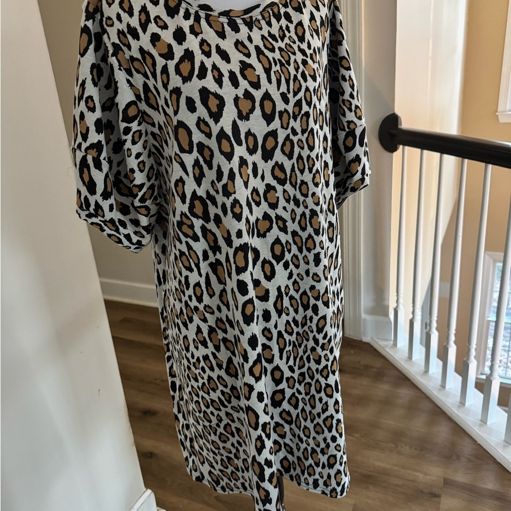 Uncle Frank Leopard Print Long Sleeve Dress